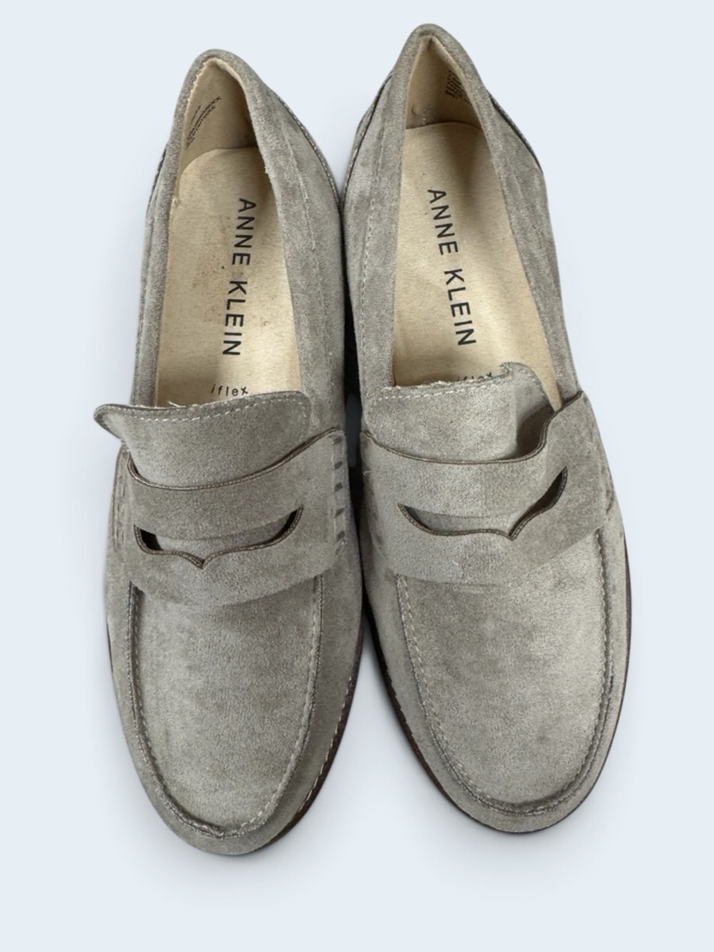 Anne Klein Emmylou Waterproof Suede Penny Loafers - Taupe size 7.5 - Picture 10 of 12